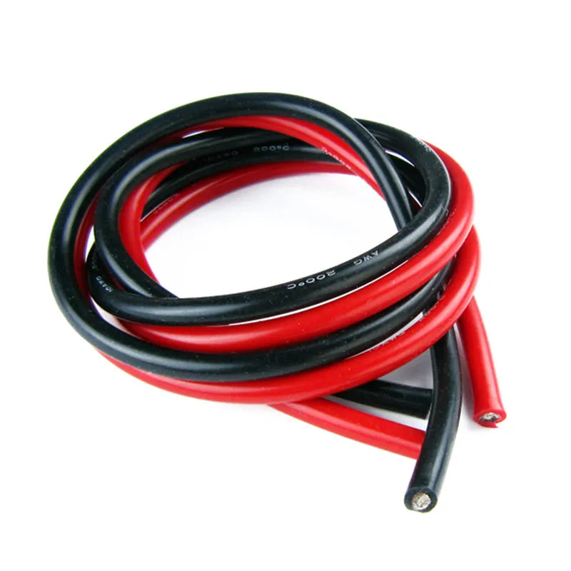 10 Meters/Lot Wire Silicone 8 12 14 16 18 20 22 24 26 28 30 AWG 5 M Red and 5m Black Color Cable High Quality