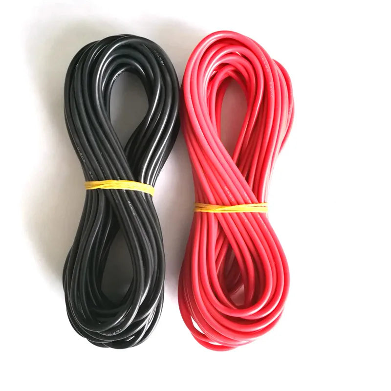 10 Meters/Lot Wire Silicone 8 12 14 16 18 20 22 24 26 28 30 AWG 5 M Red and 5m Black Color Cable High Quality