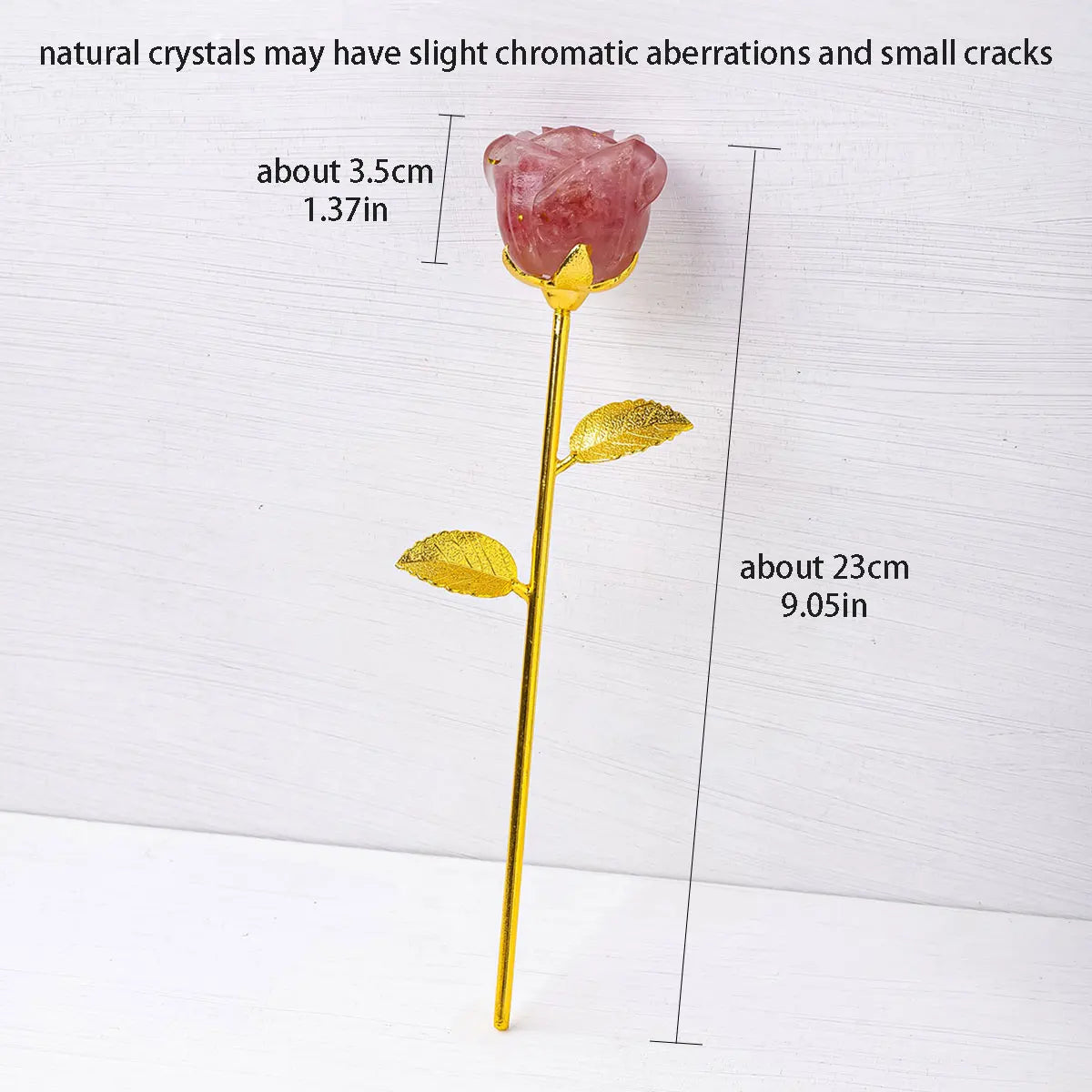 1PC Natural Crystal Crafts Rose Quartz Flowers Statue Healing Gemstone Valentines Day Gold Rod Rose Flower for Wedding Gifts