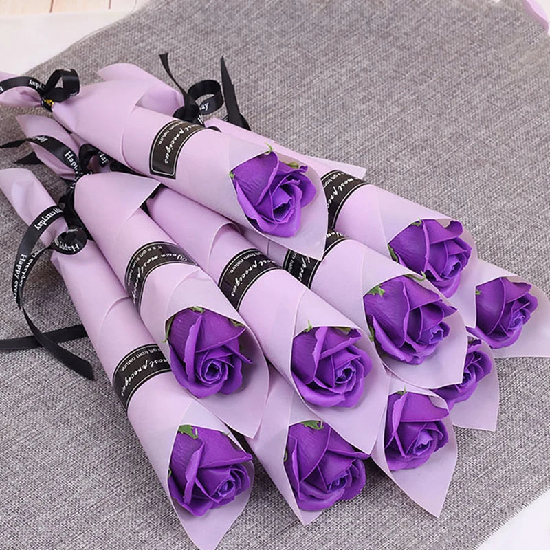 1pcs Soap Rose Artificial Flower Girl Friend Valentines Day Gift Anniversary Flower Set Fake Rose Soap Flower Wedding Decor