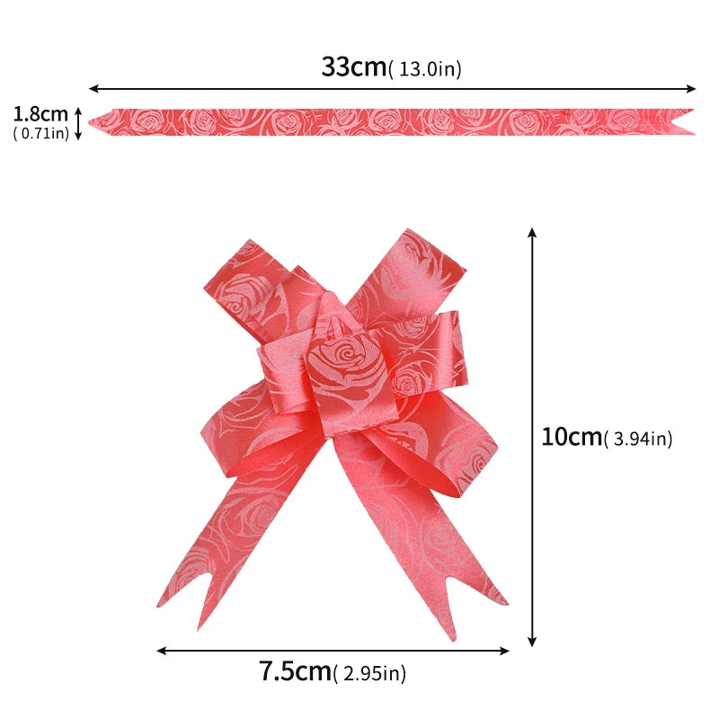 10PCS Car Decor Gifts Wedding Pull Bow Ribbons Flower Wrap Packing Valentines Day Mini Bowknot Birthday Events Party Supplies