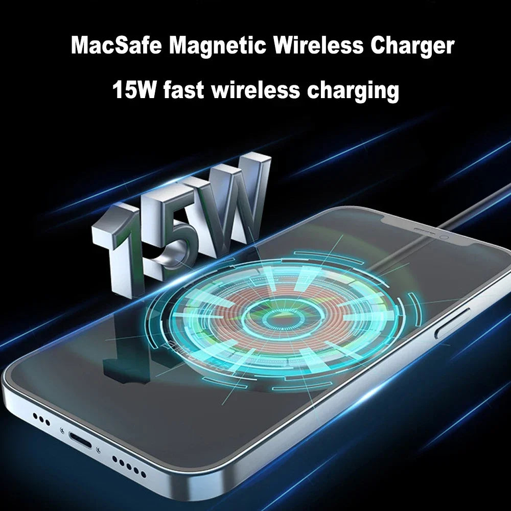 15W Magnetic Wireless Charger Transparent Macsafe For iPhone 15 14 13 Pro Max Mini Portable Phone Fast Charging For Samsung S23