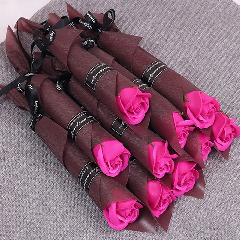 1pcs Soap Rose Artificial Flower Girl Friend Valentines Day Gift Anniversary Flower Set Fake Rose Soap Flower Wedding Decor