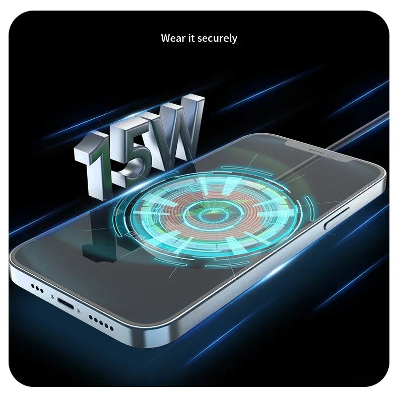 15W Magnetic Wireless Charger Transparent Macsafe For iPhone 15 14 13 Pro Max Mini Portable Phone Fast Charging For Samsung S23