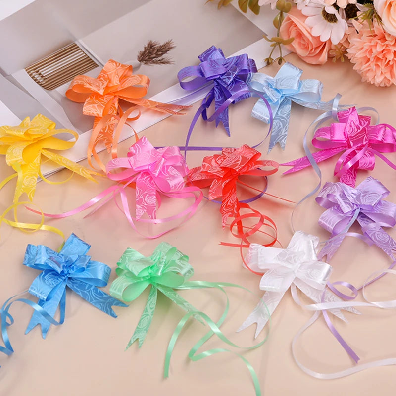 10PCS Car Decor Gifts Wedding Pull Bow Ribbons Flower Wrap Packing Valentines Day Mini Bowknot Birthday Events Party Supplies