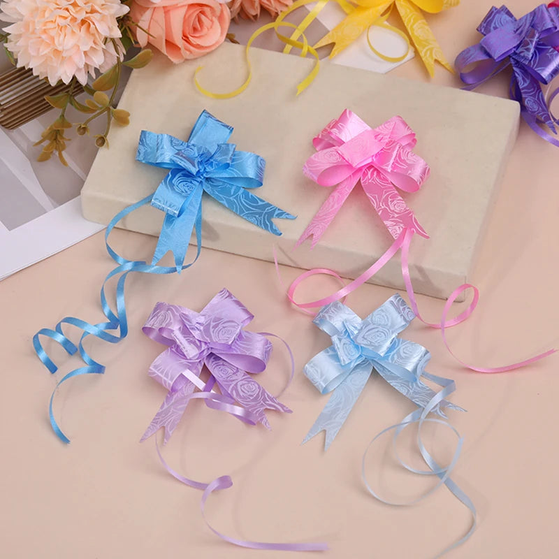 10PCS Car Decor Gifts Wedding Pull Bow Ribbons Flower Wrap Packing Valentines Day Mini Bowknot Birthday Events Party Supplies