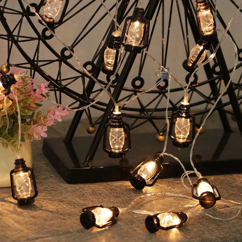 10/20 Led Fairy Lights Retro Kerosene Lamp LED String Lights Christmas Light Battery Powered Outdoor Yard Home Party Decoration