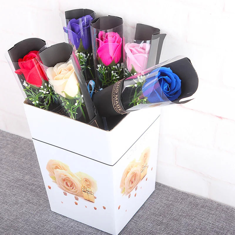 1pcs Soap Rose Artificial Flower Girl Friend Valentines Day Gift Anniversary Flower Set Fake Rose Soap Flower Wedding Decor