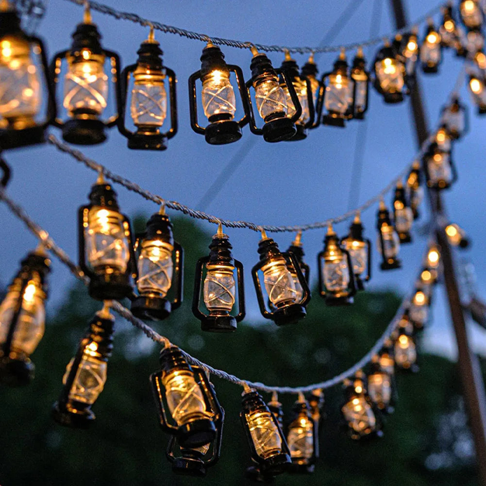 10/20 Led Fairy Lights Retro Kerosene Lamp LED String Lights Christmas Light Battery Powered Outdoor Yard Home Party Decoration