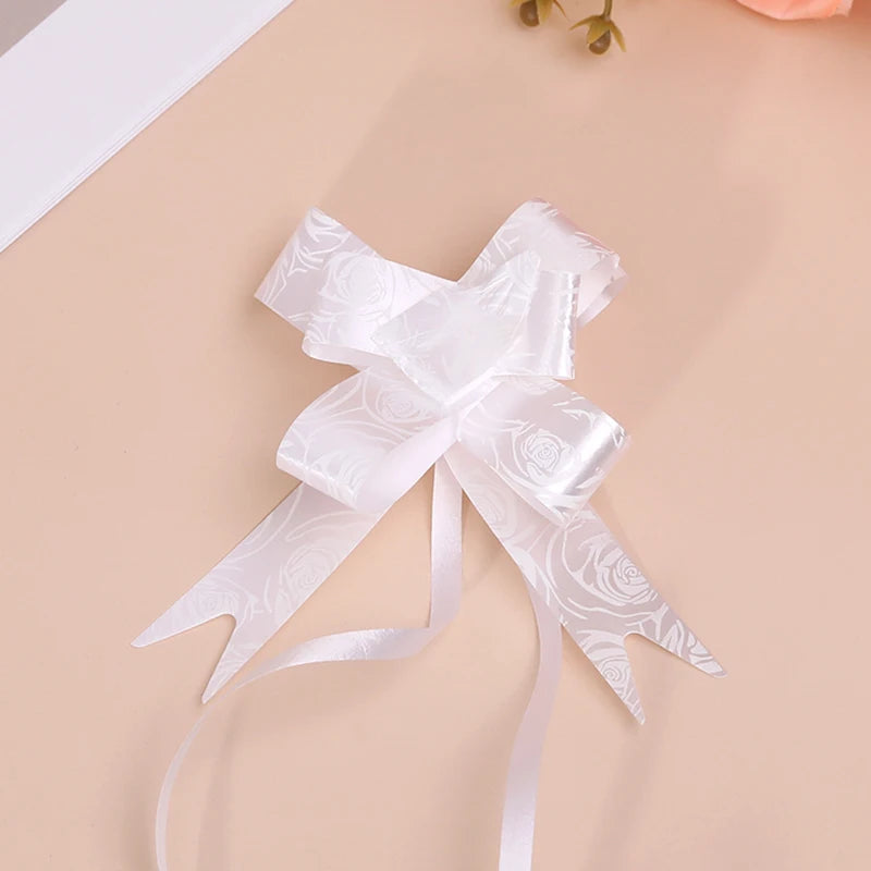 10PCS Car Decor Gifts Wedding Pull Bow Ribbons Flower Wrap Packing Valentines Day Mini Bowknot Birthday Events Party Supplies