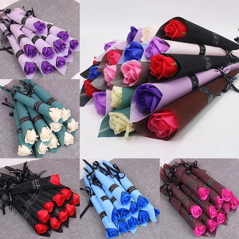 1pcs Soap Rose Artificial Flower Girl Friend Valentines Day Gift Anniversary Flower Set Fake Rose Soap Flower Wedding Decor